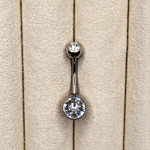 Clear CZ Gem Navel Curve Piercing Jewelry